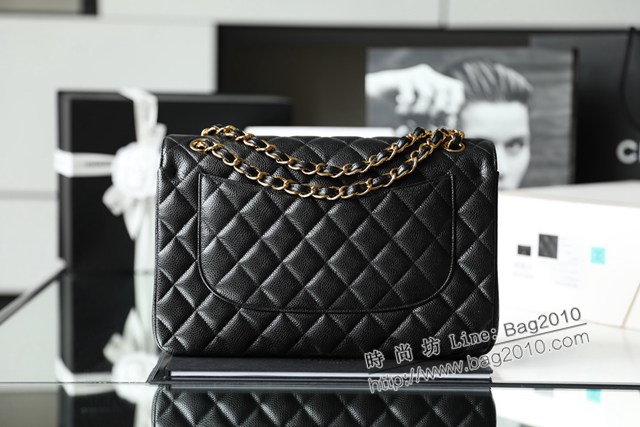Chanel專櫃最新晶片版系列CF鏈條包 香奈兒經典款黑色牛皮全鋼厚鍍金扣CF手袋女包 djc5271
